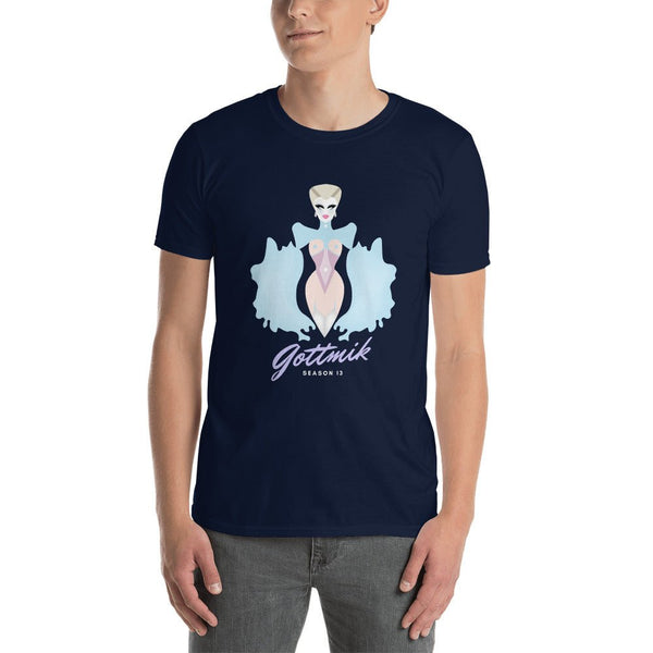 GOTTMIK T-Shirt | Rupaul's Drag Race design, navy unisex shirt featuring pop art graphics.