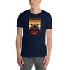 Navy blue shirt featuring Grizzly Gay Bear graphic, LGBTQ pride apparel.