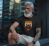 Man wearing a black gay shirt featuring bear graphics, showcasing Grizzly Gay Bear T-shirt.