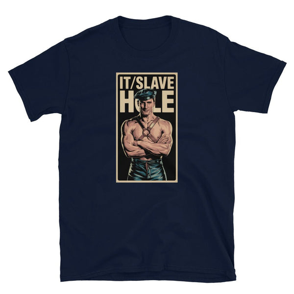 He Him Hole / It Slave Hole Pronoun T-Shirt, Funny Gay Shirt with muscular graphic.