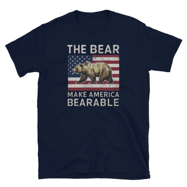 Navy blue gay shirt with bear graphic and patriotic design, I Choose The Bear - Team Bear - Make America Bearable.
