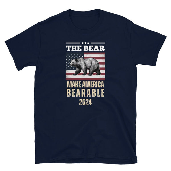 Navy gay shirt featuring bear design and American flag, I Choose The Bear - Team Bear - Make America Bearable.