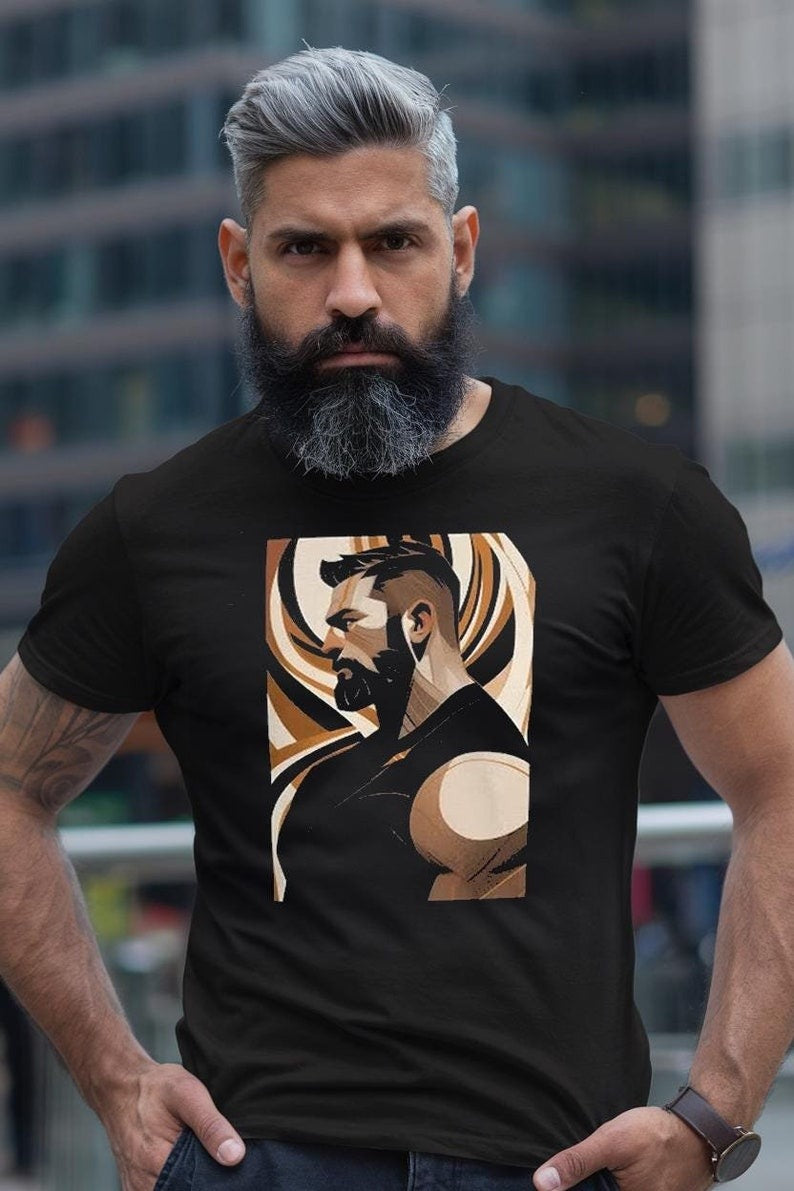 Muscle Gay Bear Geometric Abstract Art Shirt, Gay Art Shirt for Gay Pride