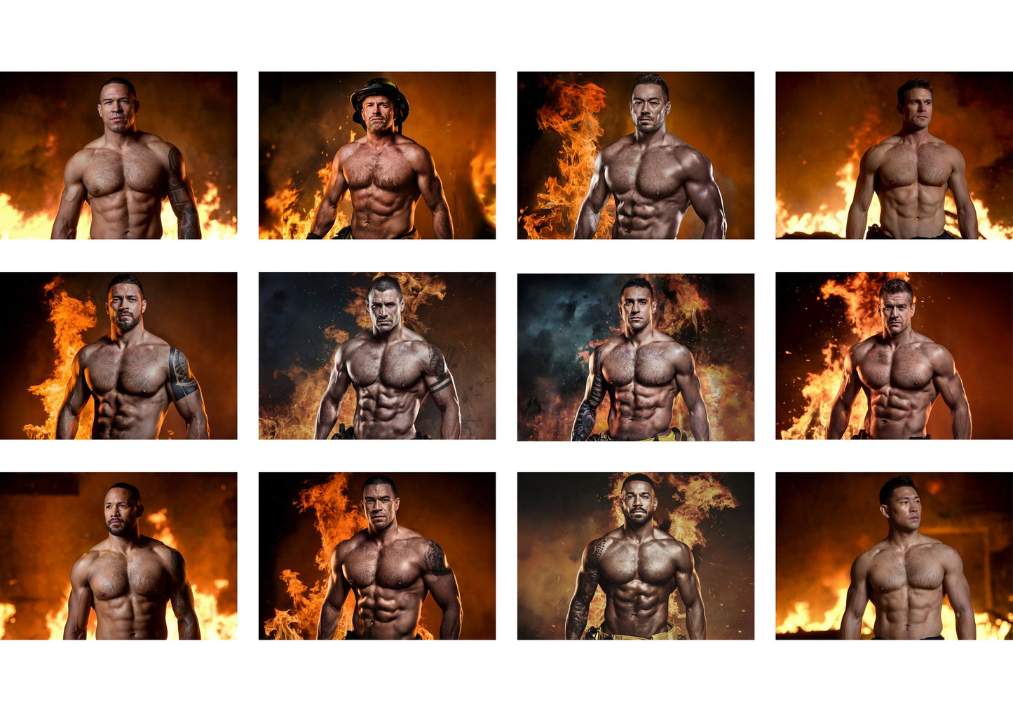 Smokin' Hot: Firemen in Flames 2025 Calendar – Sexy Firefighter Hunks Wall Calendar