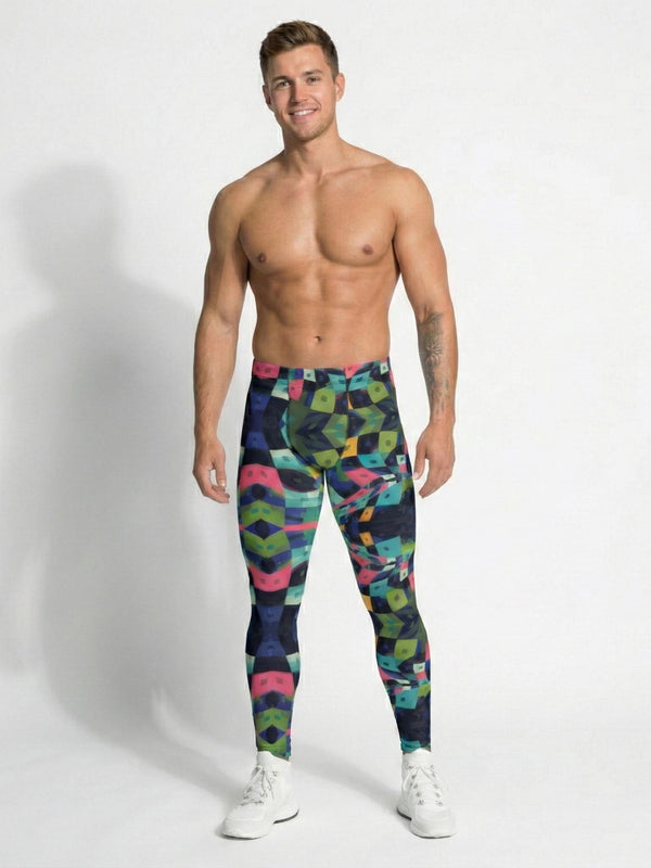 colorful abstract men's leggingsArt Print Compression Pants