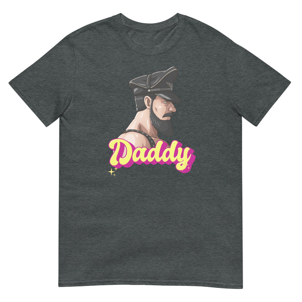 Leather Daddy Bearded Man - Tshirt featuring a graphic design of a muscular man.