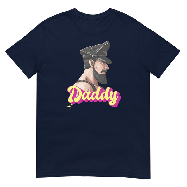 Leather Daddy Bearded Man - Tshirt featuring a graphic of a bearded man in leather attire.