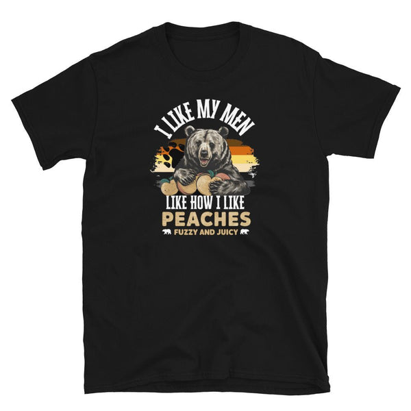 LGBT Gay Men's T-Shirts Daddy Bear Pride - Fuzzy & Juicy Peaches black gay shirt with bear graphic.