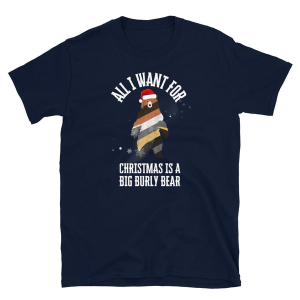 LGBT Gay Men's T-Shirts Daddy Bear Pride - Xmas Christmas Bear Pride navy shirt with bear graphic.