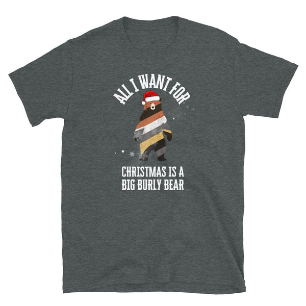 LGBT Gay Men's T-Shirts Daddy Bear Pride - Xmas Christmas Bear Pride graphic tee featuring a bear in a Santa hat.