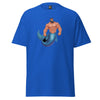 LGBTQ Merpride - Male Merman - Daddy Bear Mermaid Shirt in blue with masculine merman graphic.