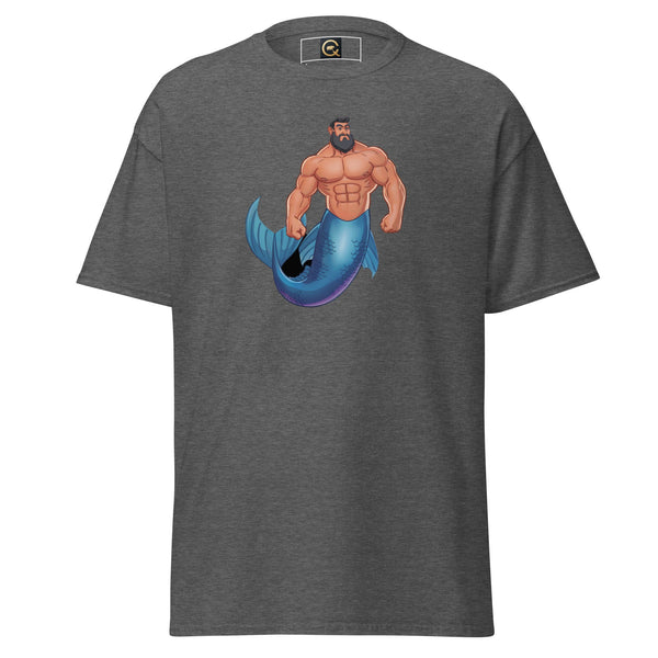 LGBTQ Merpride - Male Merman - Daddy Bear Mermaid Shirt displayed on a grey t-shirt.