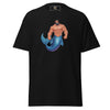 Black shirt featuring a muscular male merman graphic, perfect LGBTQ Merpride - Male Merman - Daddy Bear Mermaid Shirt.