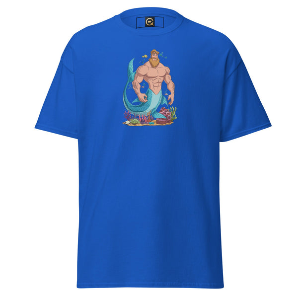 LGBTQ Merpride - Male Merman - Daddy Bear Mermaid Shirt in vibrant blue with graphic design.