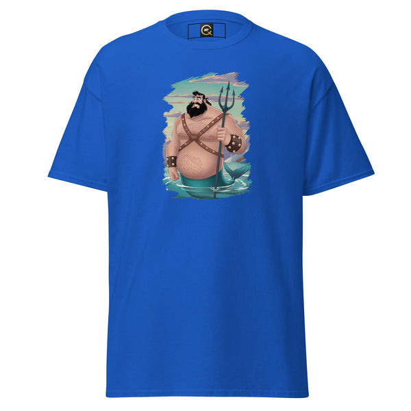 LGBTQ Merpride - Male Merman - Leather Chub & Bear Mermaid Shirt in blue, featuring a bear merman graphic.