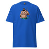 LGBTQ Merpride - Male Merman - Leather Chub & Bear Mermaid Shirt on blue cotton tee.