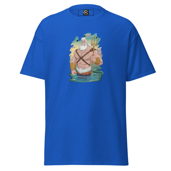 LGBTQ Merpride - Male Merman - Leather Harness Daddy Mermaid Shirt in blue, featuring a merman graphic.