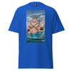 LGBTQ Merpride - Male Merman - Leather Twink Jock Mermaid Shirt in blue with muscular merman graphic.