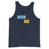 Looking? Yep. Grindr Dialogues LGBT Gay Tank Top in navy, graphic text design.