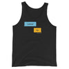 Black tank top featuring chat bubbles, ‘Looking? Yep.’, gay pride apparel.