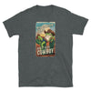 Dark grey t-shirt featuring a humorous frog design and text, LGBTQ pride shirt.