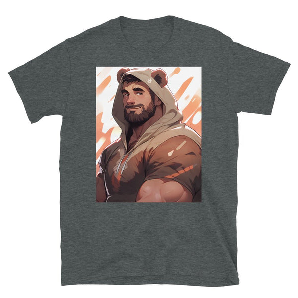 Muscle Daddy Gay Bear 42 Anime Bear Art Shirt featuring a muscular man in a bear hoodie.