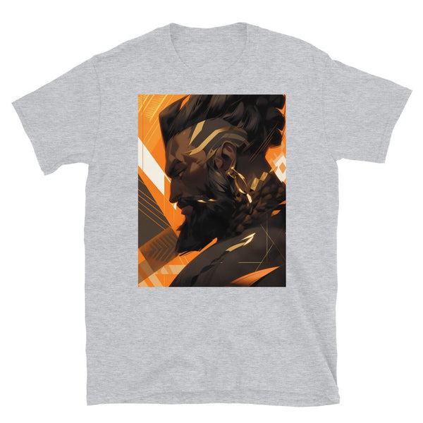 Muscle Gay Bear 09 Geometric Abstract Art Shirt, Gay Art Shirt for Gay Pride on a grey t-shirt.