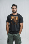 Model wearing Muscle Gay Bear 28 Geometric Abstract Art Shirt, gay pride apparel.