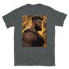 Muscle Gay Bear 32 Geometric Abstract Art Shirt, Gay Art Shirt for Gay Pride design on a dark grey t-shirt.