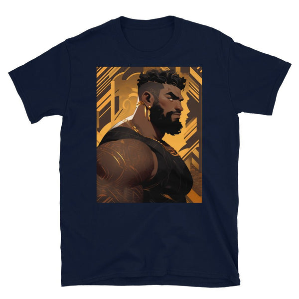 Muscle Gay Bear 32 Geometric Abstract Art Shirt, Gay Art Shirt for Gay Pride on navy blue