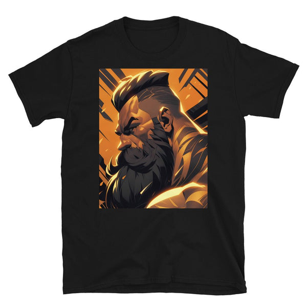 Muscle Gay Bear 34 Geometric Abstract Art Shirt on black fabric, featuring bold bear graphic.