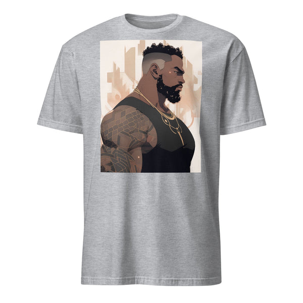 Muscle Gay Bear Geometric Abstract Art Shirt, Gay Art Shirt for Gay Pride on grey t-shirt.