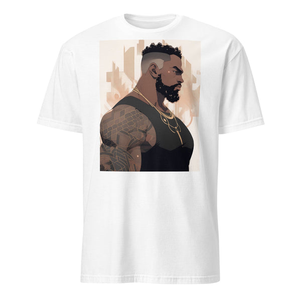 Muscle Gay Bear Geometric Abstract Art Shirt, Gay Art Shirt for Gay Pride on a white tee.