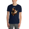 Muscle Gay Bear Geometric Abstract Art Shirt, Gay Art Tee for Gay Pride on navy t-shirt.