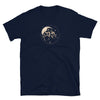 Muscle Gay Bear on the moon Art Shirt in navy blue featuring two men design.