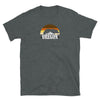 Oregon LGBTQ Rainbow Gay Daddy Bear Pride shirt in dark heather with mountain graphic.