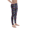 Pride Pulse Men’s Leggings – Rainbow Circuit Meggings, Gay Festival Pants, Neon Heart Activewear with colorful heart designs.