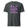 Queer as Folk T-Shirt with multi-face graphic in purple tones, perfect LGBTQ+ pride apparel.