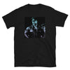 Black t-shirt featuring a graphic of a muscular man in leather, Retro Dom daddy Gay Pride T-Shirt.