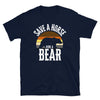 Navy gay shirt featuring 'Save a horse ride a bear' graphic, LGBT pride design.