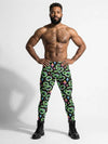 Sssssir! Men’s Leggings – Latex Snake Meggings, Fetish Rave Pants, Holographic Clubwear on a model, featuring vibrant graphics.