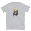 Funny gay shirt featuring 'Sword Fight' and banana graphic on Sport Grey tee.