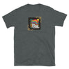 Dark grey gay shirt featuring colorful Gay Pride Florida design and palm trees.