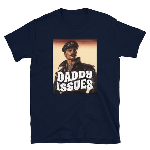 Vintage Daddy Issues Shirt of Leather Daddy Gay LGBTQ Pride featuring a bold graphic design.
