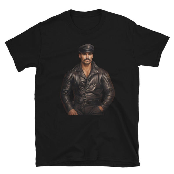 Vintage Daddy Shirt of Leather Daddy Gay LGBTQ Pride Leather Daddy Gay Pride featuring a muscular man in leather attire.