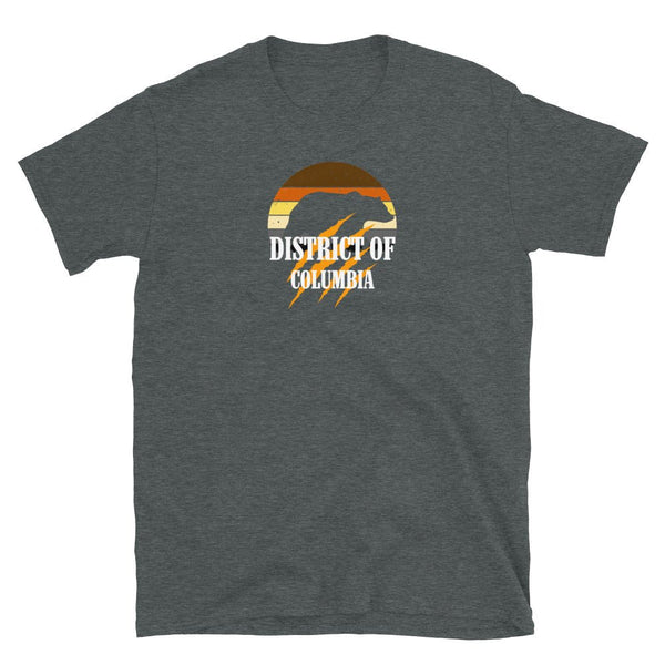 Dark grey t-shirt with 'District of Columbia' graphic design. Casual LGBT pride apparel.