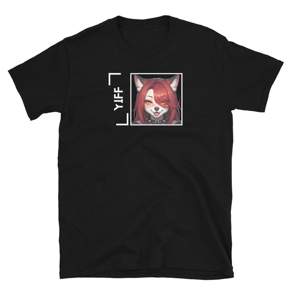 YIFF Furry Fandom - Furries Art Unisex T-Shirt with graphic design in black.