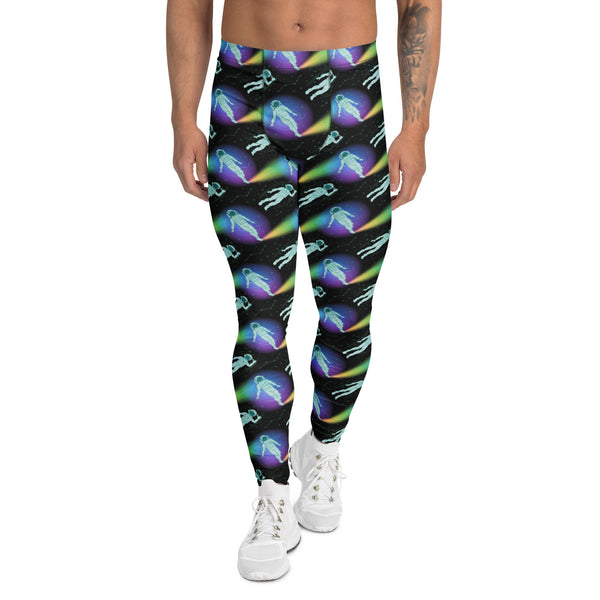 Futuristic leggings with astronaut graphics and vibrant space theme for active wear.