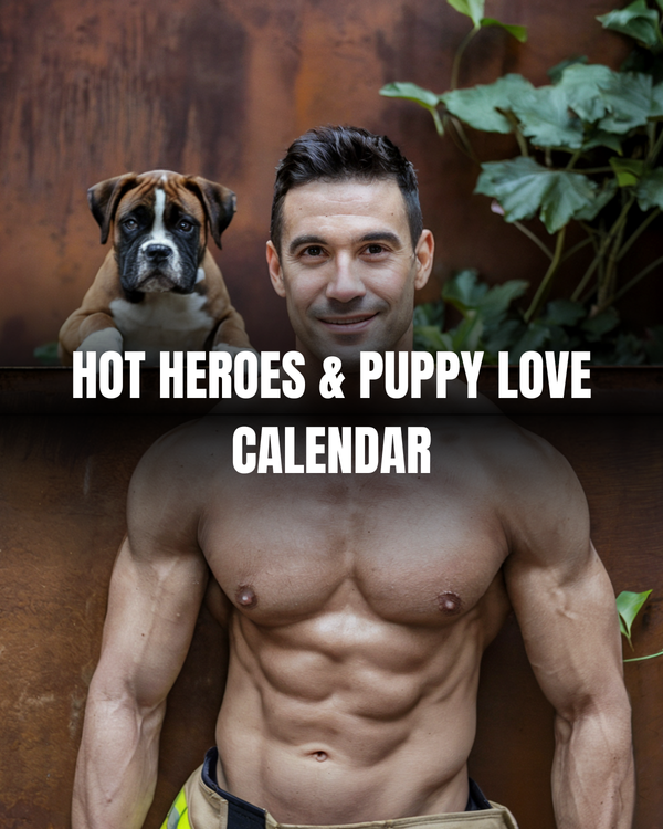 Hot Heroes & Puppy Love 2026 Calendar – Sexy Firefighters & Adorable Dogs!