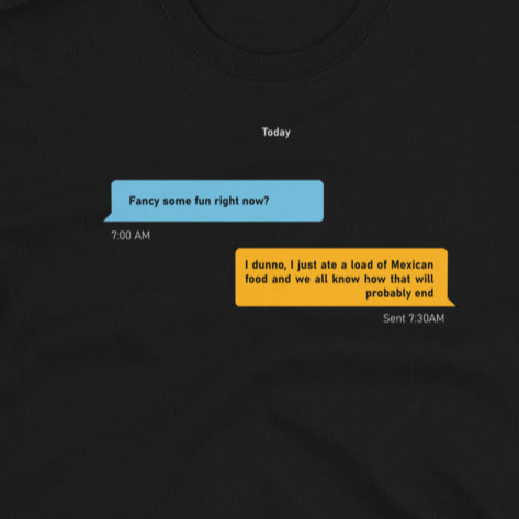 Funny Gay Grindr Conversations - Mexican Food T-Shirt